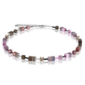 Coeur de Lion Halskette GeoCUBE®Multicolor Braun-Rosa 283810.1119.0