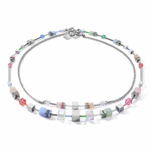 Coeur de Lion Halskette GeoCUBE® Multitask 4-in-1 Summer multi pastell-silber 5007101522