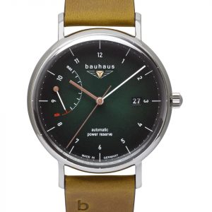 BAUHAUS Herrenuhr Automatik Lederband Maisbraun 2160-4